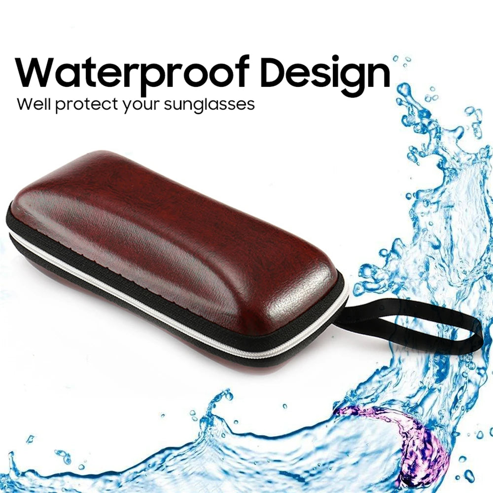 Leather Sunglasses Case Zipper Waterproof Sun Glasses Eyewear Storage Men Eyeglasses Genuine Spectacle Box