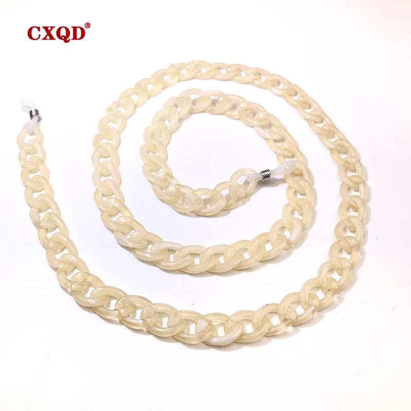 Fashion Women's Wide Acrylic Anti-Slip Eyewear Holder Neck Strap Glasses Chains Jewelry Necklace Accessory CXQD