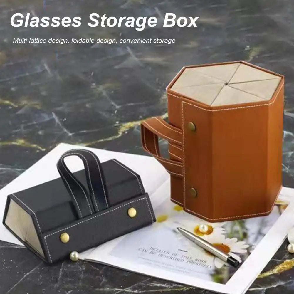 Eyewear Storage Box with Metal Snaps - Multiple Compartments Solid Color Design Sunglasses Jewelry Organizer Storage Case