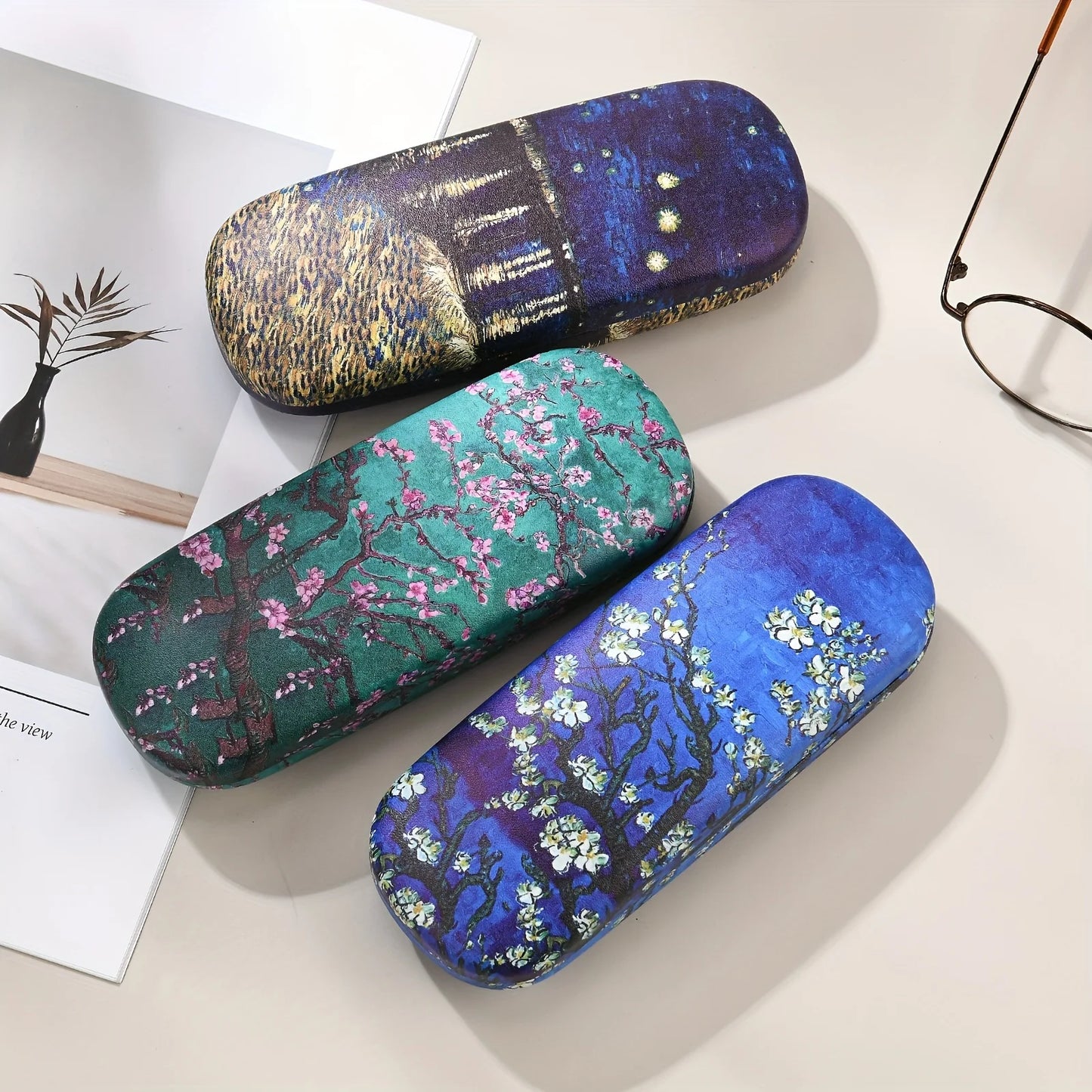 Van Gogh Inspired Glasses Case - Durable, Portable Eyewear Storage For Men & Women Case Holder