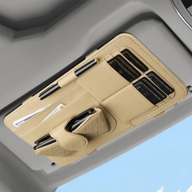 Car Sunshade Multi-Storage for Sunglasses, Car Glasses, Cards and General Organizer