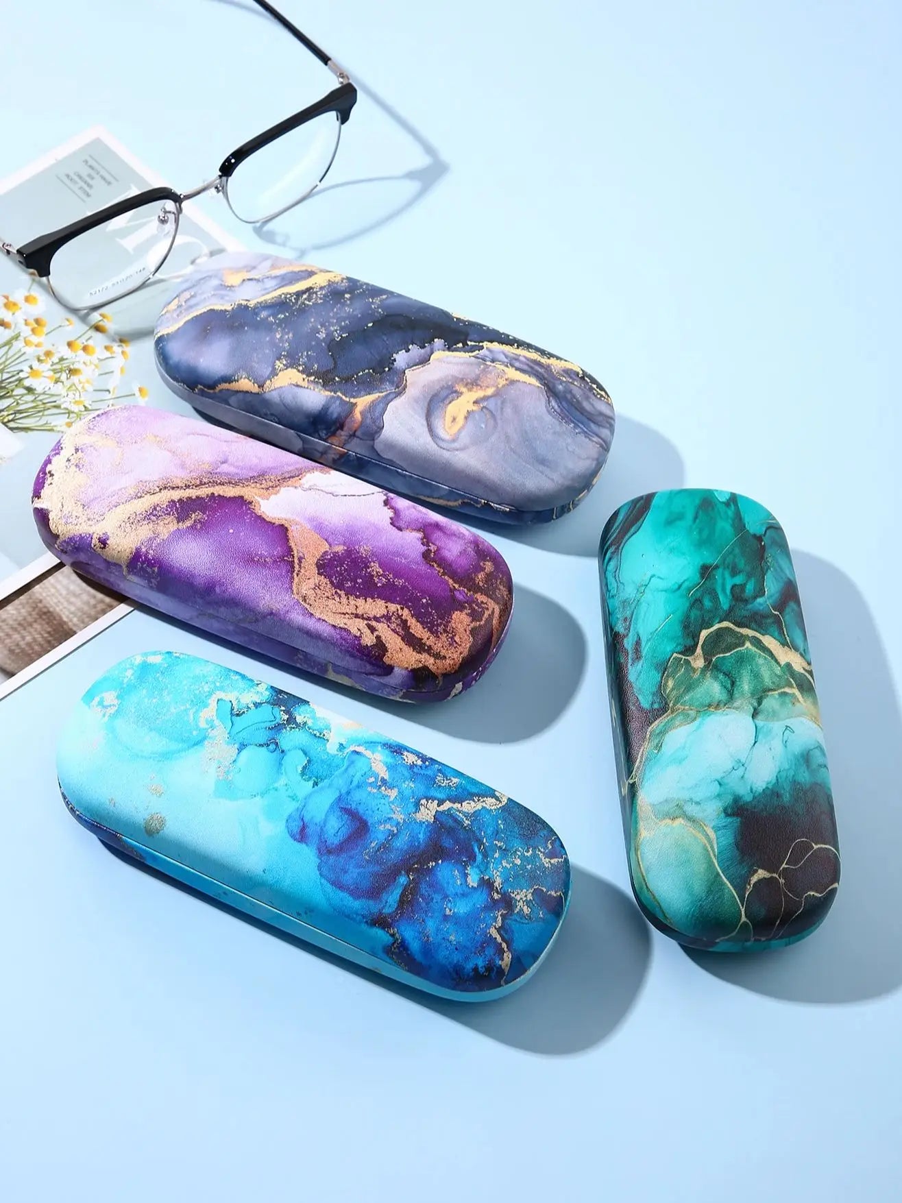 Graffiti Ripple Print Glasses Case - Durable Waterproof & Portable Protective Eyewear Holder Box for Women Men