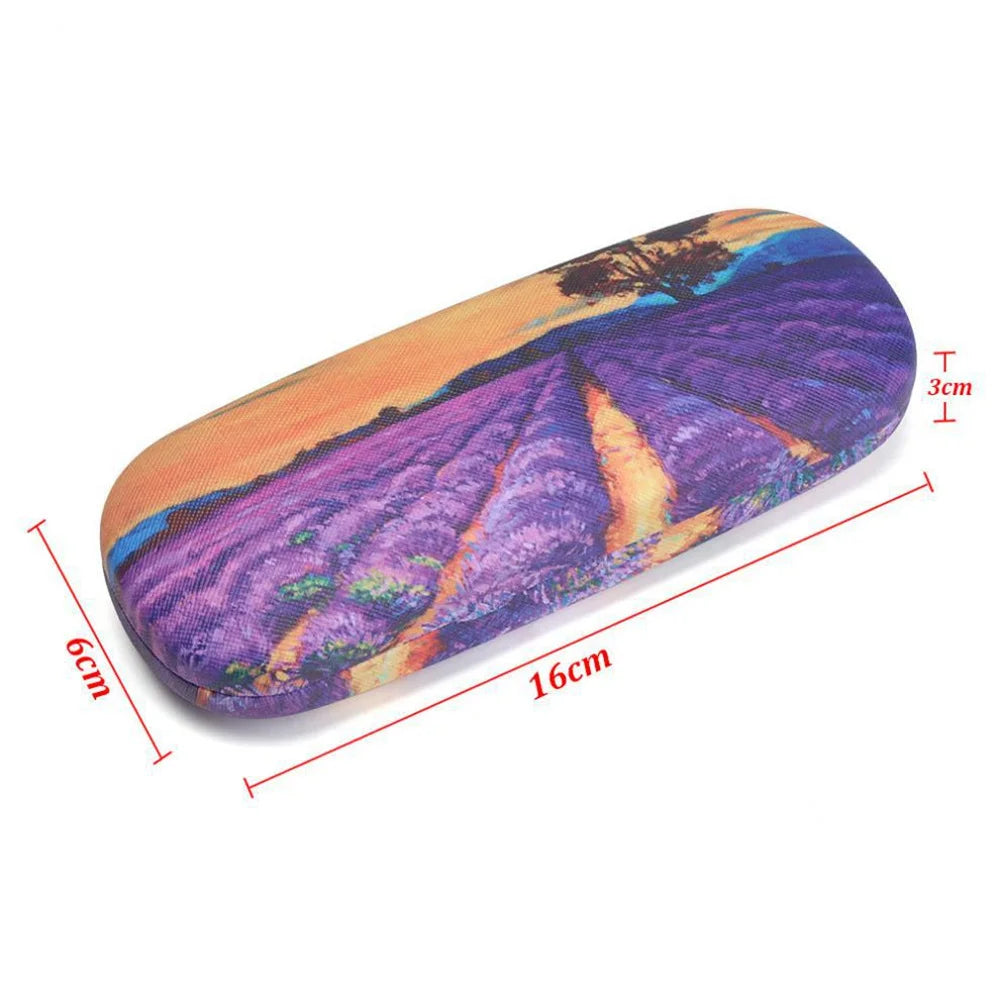 Van Gogh Glasses Case - Hard Leather Reading Glasses Box Van Gogh Art Retro Floral Print Eyewear Protector Holder