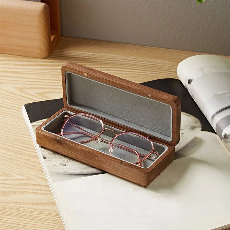 Wooden Sun Glasses Box/Eyewear Case - Accessories Portable High Quality Storage Glasses Holder Wood Eye Glass Cover Organizer