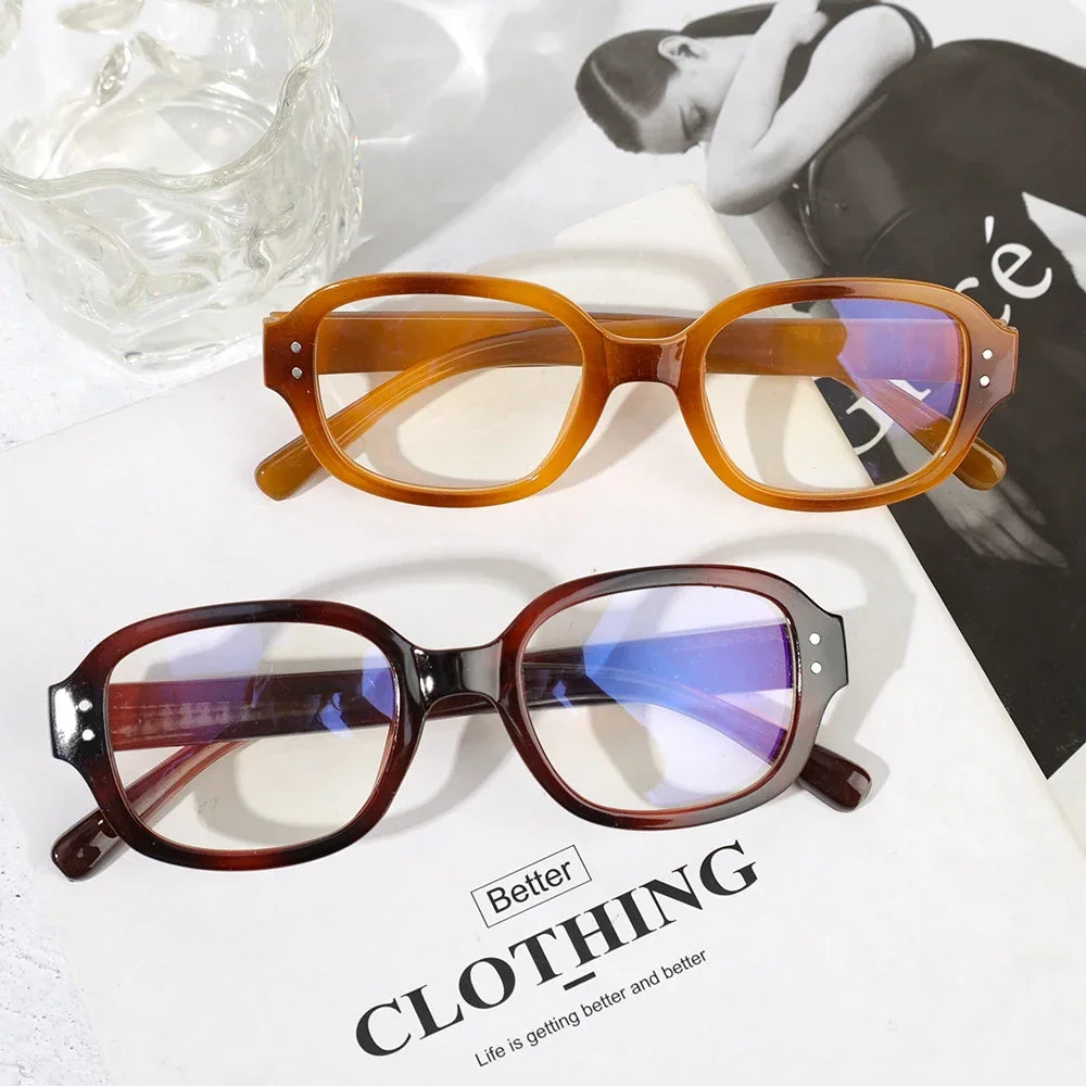 Y2K Vintage Square Frame Eyeglass for Women Korean Red Black Computer Reading Glasses Clear Blue Light Blocking Glasses Eyewears