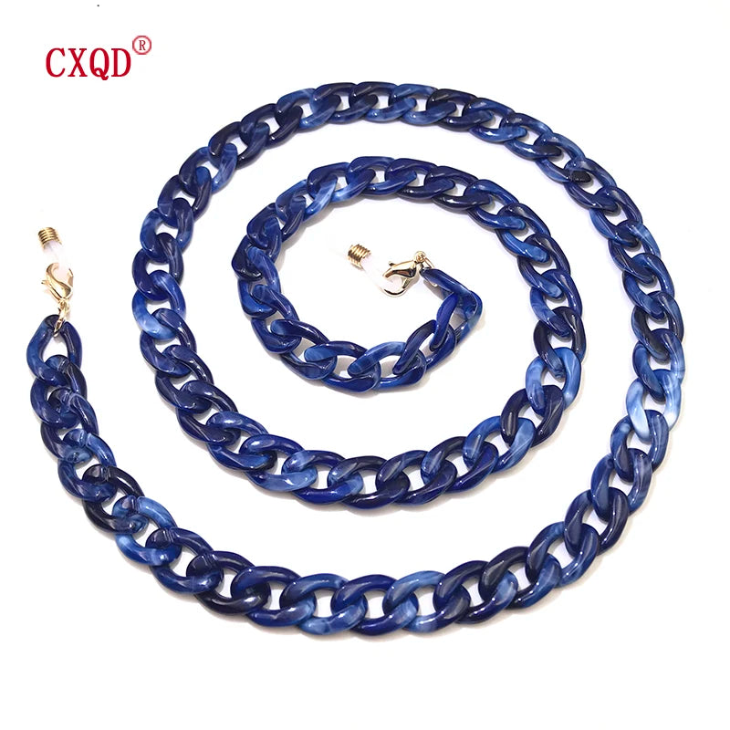 Fashion Women's Wide Acrylic Anti-Slip Eyewear Holder Neck Strap Glasses Chains Jewelry Necklace Accessory CXQD