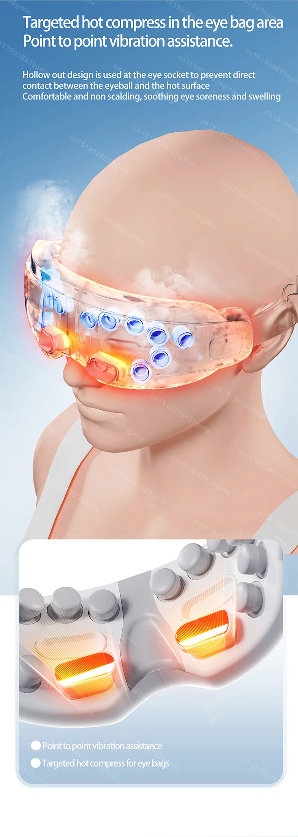 Steam Eye Massager / Warm Spa Eye Steamer - Acupressure Therapy Kneading Massage Eyes Bluetooth Relieve Eye Fatigue Massage Relax