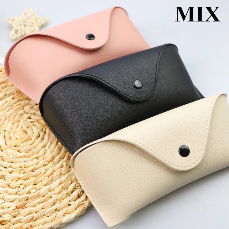 Leather Glasses Box Solid Color - High-end Leather Sunglasses Glasses Pressure Resistant Sunglasses Boxs Glasses Bags