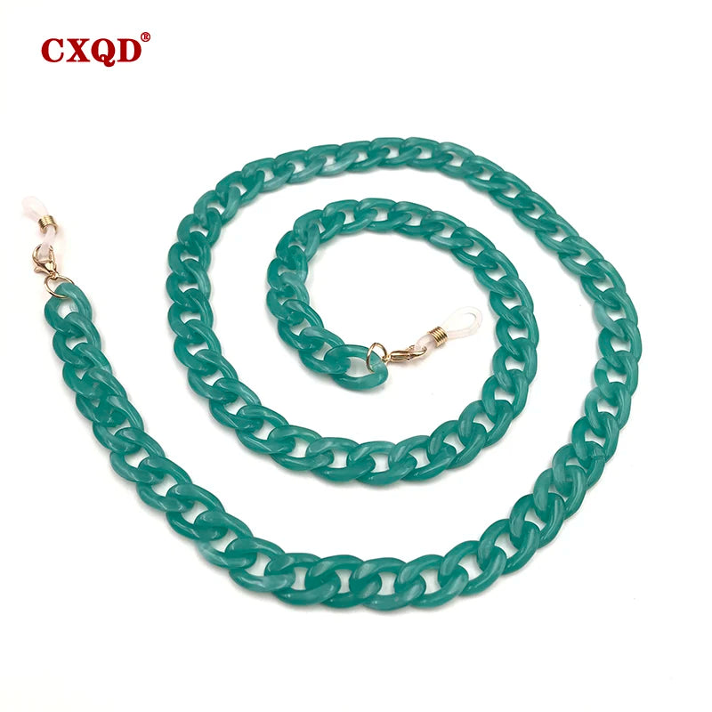 Fashion Women's Wide Acrylic Anti-Slip Eyewear Holder Neck Strap Glasses Chains Jewelry Necklace Accessory CXQD