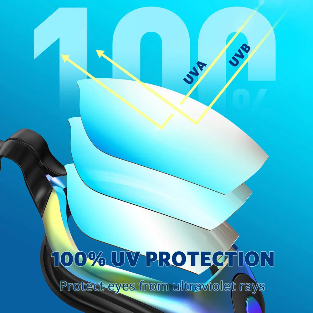 Adult Swimming Goggles - Professional Waterproof Swim Eyewear Glasses Anti-fog 100% UV Protection No Leaking For Adult Men Women Youth