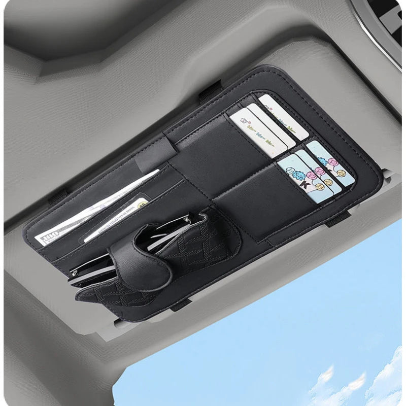 Car Sunshade Multi-Storage for Sunglasses, Car Glasses, Cards and General Organizer