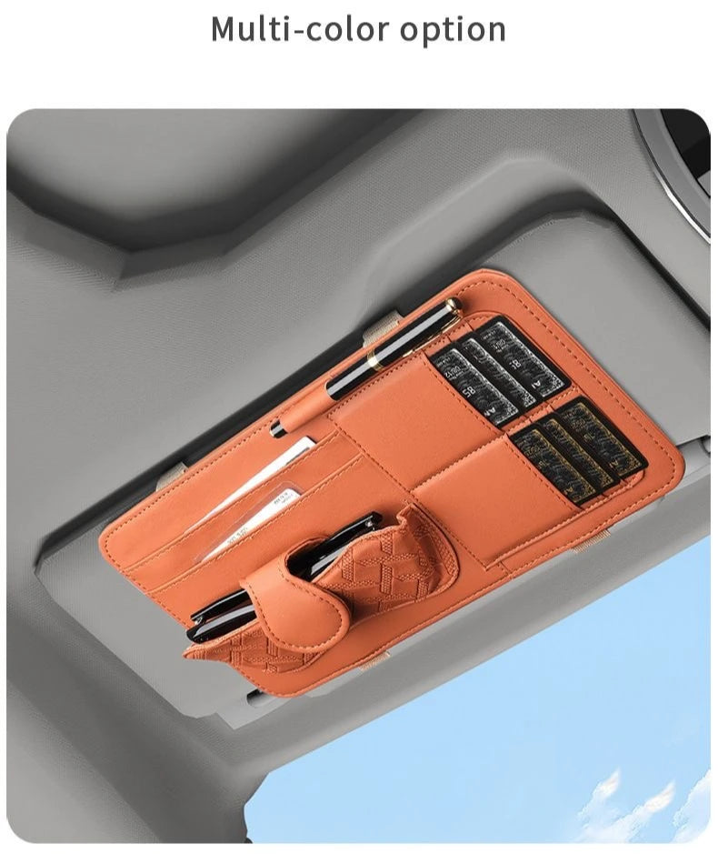 Car Sunshade Multi-Storage for Sunglasses, Car Glasses, Cards and General Organizer