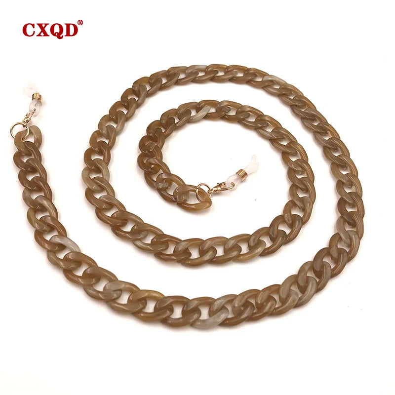 Fashion Women's Wide Acrylic Anti-Slip Eyewear Holder Neck Strap Glasses Chains Jewelry Necklace Accessory CXQD