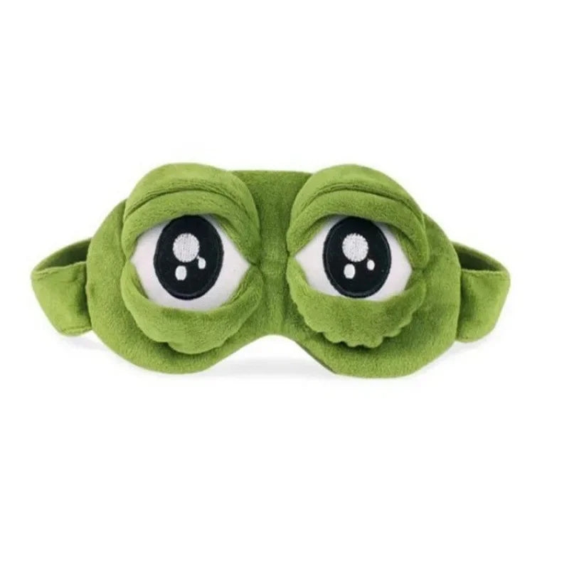 3D Sad Frog Sleep Mask for Travel, Soft Natural Eye Patch Men Women, Lightweight Portable Blindfold Blackout Comfortable