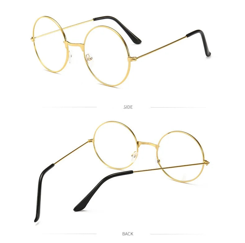Men And Women Retro Round Blue Light Computer Mirror Reading Playing Games Eye Protection Decorative Glasses