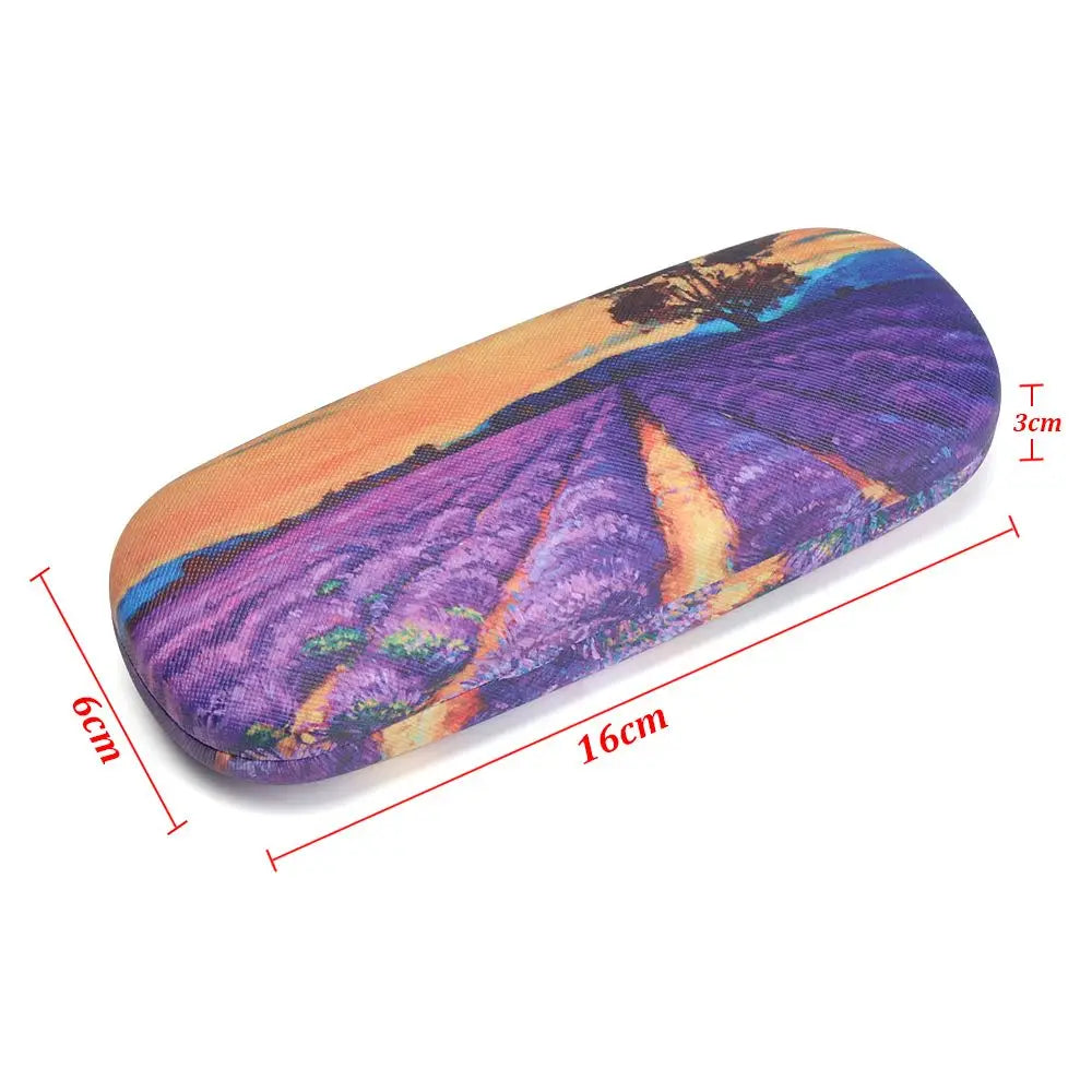 Oil Painting Art Glasses Case Box Hard Leather Reading Glasses Case Retro Unisex Floral Print Eyewear Protector Glasses Holder