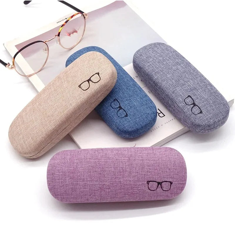 Linen Wrapped Hard Glasses Case - Hard Shell Linen Fabrics Eyewear Cases Cover Protective for Men Women Sunglasses Eyeglasses Glasses Box