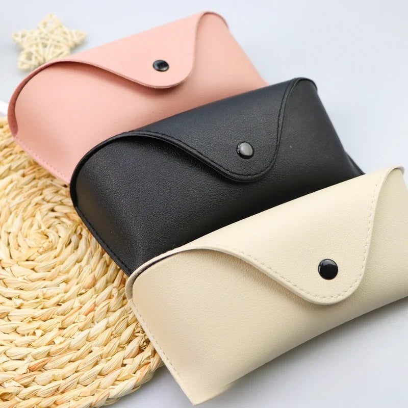 Leather Glasses Box Solid Color - High-end Leather Sunglasses Glasses Pressure Resistant Sunglasses Boxs Glasses Bags