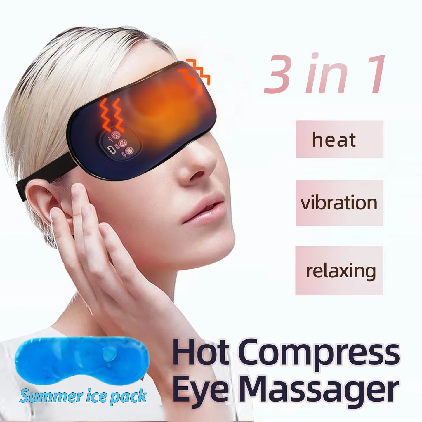 Hot and Cold Massage Eye Mask - Electric Heating Eye Massager Relieve Eye Fatigue Dark Circles Sleeping Mask Eyeshadow