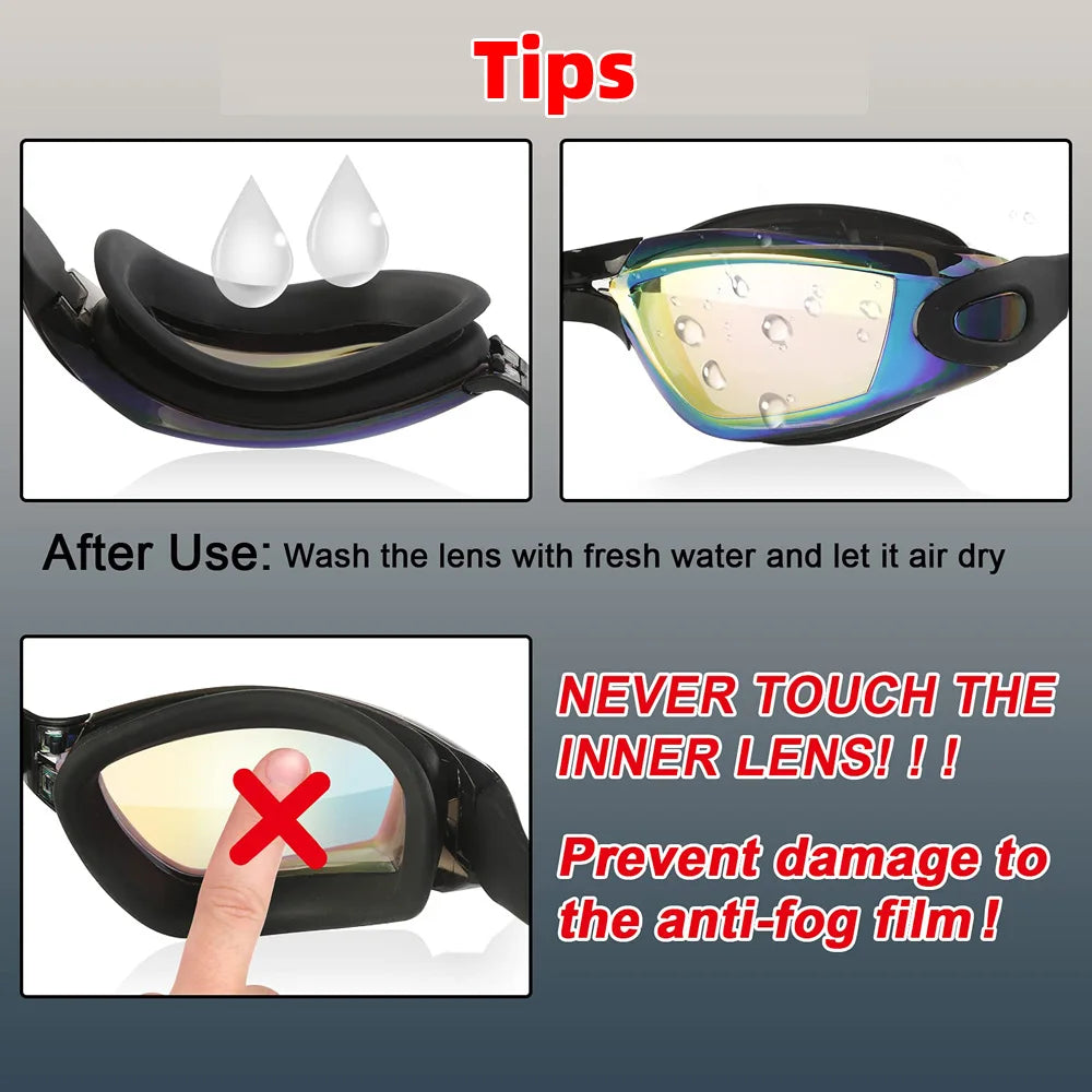 Adult Swimming Goggles - Professional Waterproof Swim Eyewear Glasses Anti-fog 100% UV Protection No Leaking For Adult Men Women Youth