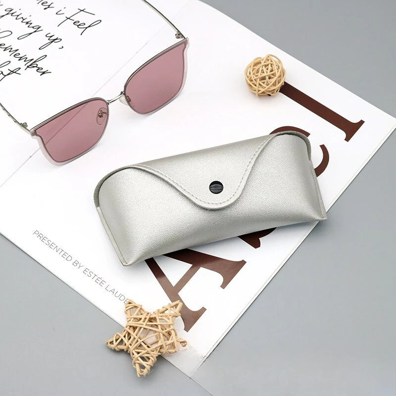 Leather Glasses Box Solid Color - High-end Leather Sunglasses Glasses Pressure Resistant Sunglasses Boxs Glasses Bags
