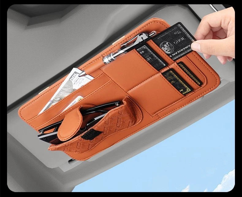 Car Sunshade Multi-Storage for Sunglasses, Car Glasses, Cards and General Organizer