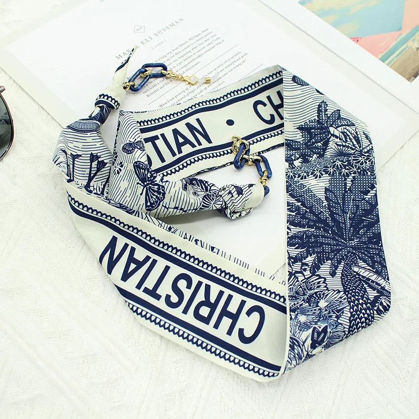 Bohemi Acrylic Glasses Chain Ribbon Mask Lanyard Printing Silk Scarf Casual Eyeglass Chain Neck Glasses Accessories