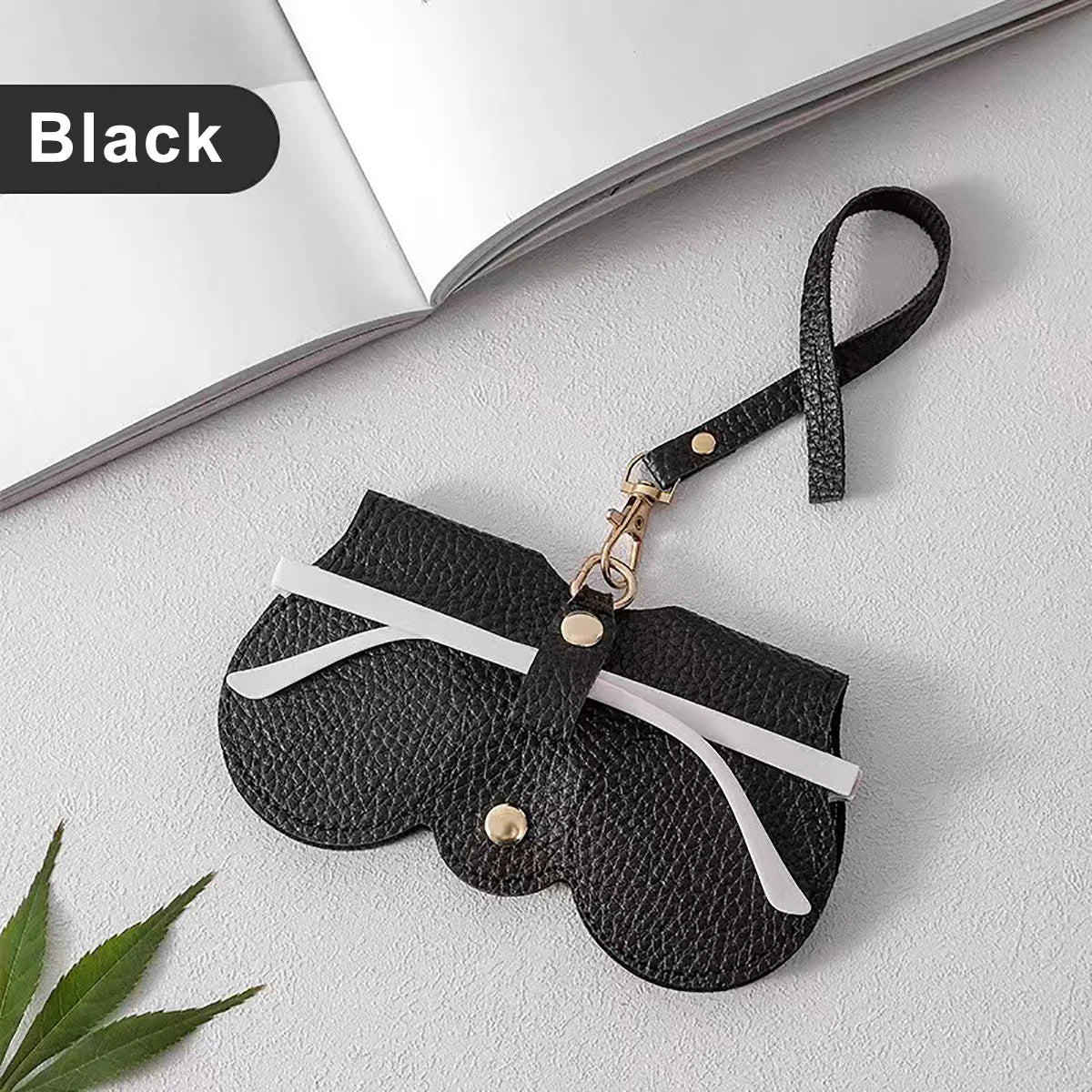 Glasses Cover - Cute Hanging PU Leather Sunglasses Reading Glasses Storage Bag Portable Travel Eyewear Holder