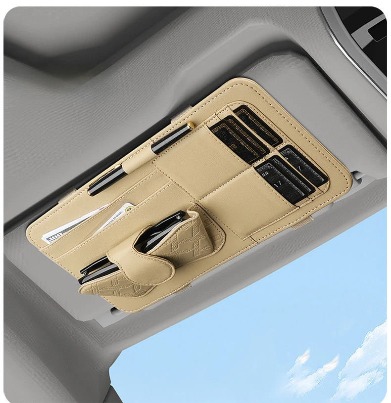Car Sunshade Multi-Storage for Sunglasses, Car Glasses, Cards and General Organizer
