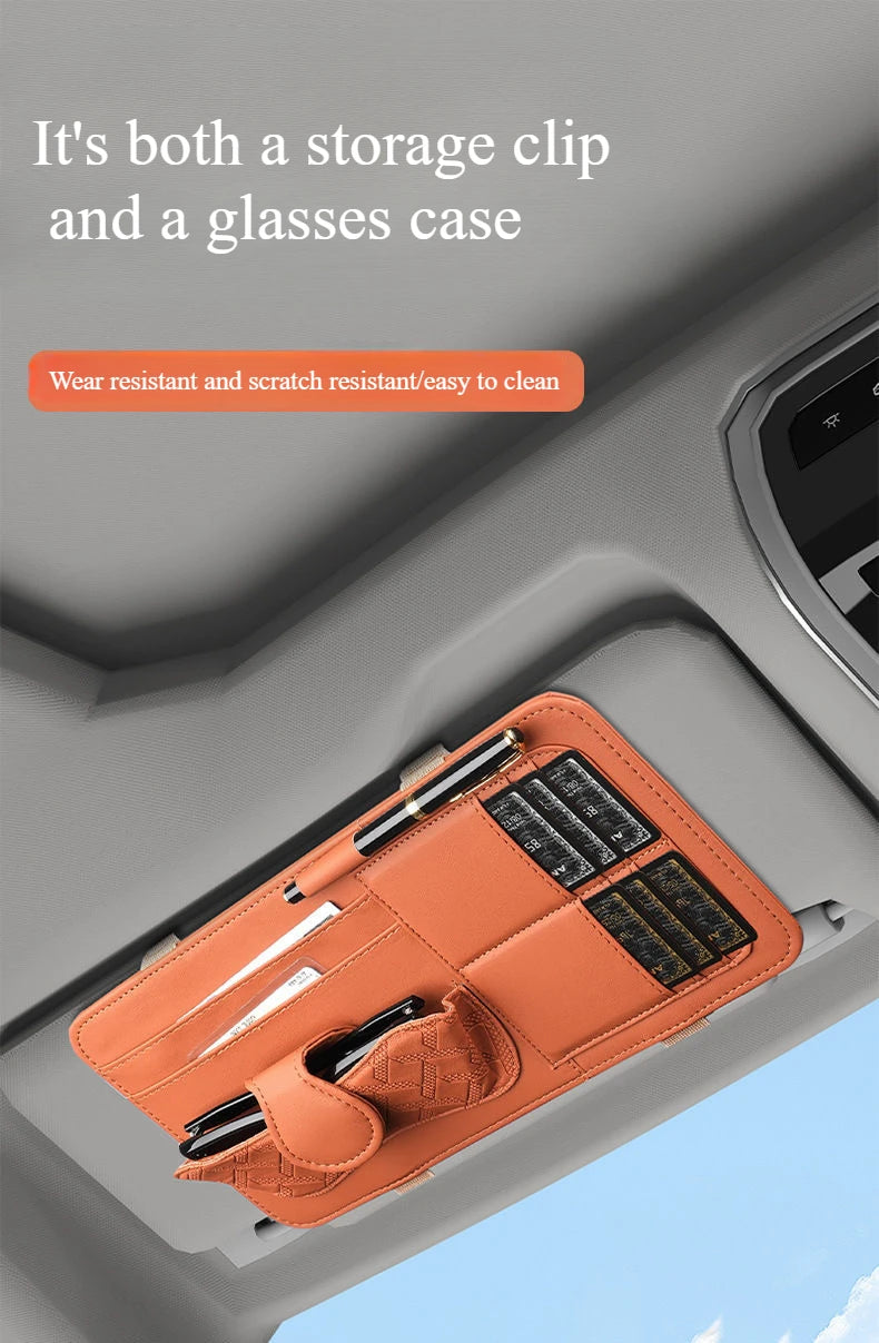 Car Sunshade Multi-Storage for Sunglasses, Car Glasses, Cards and General Organizer