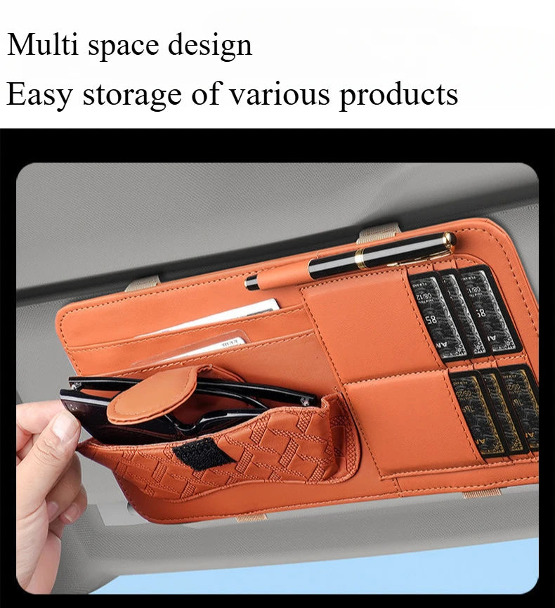 Car Sunshade Multi-Storage for Sunglasses, Car Glasses, Cards and General Organizer