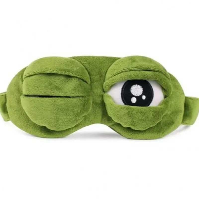 3D Sad Frog Sleep Mask for Travel, Soft Natural Eye Patch Men Women, Lightweight Portable Blindfold Blackout Comfortable