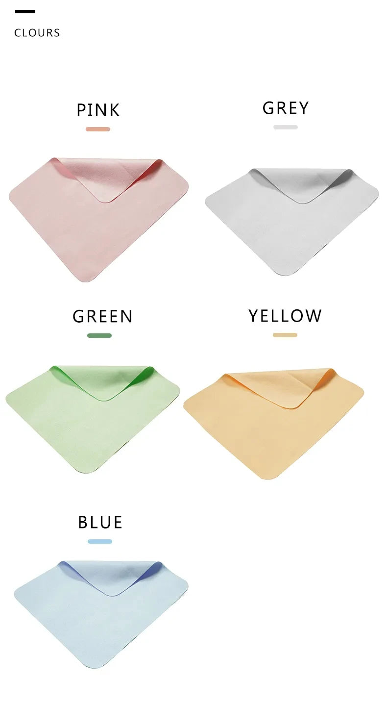 Five Eyeglass Cleaning Cloths - Microfiber adaptable for Screens, Lenses Nylon or Polaroid Glasses