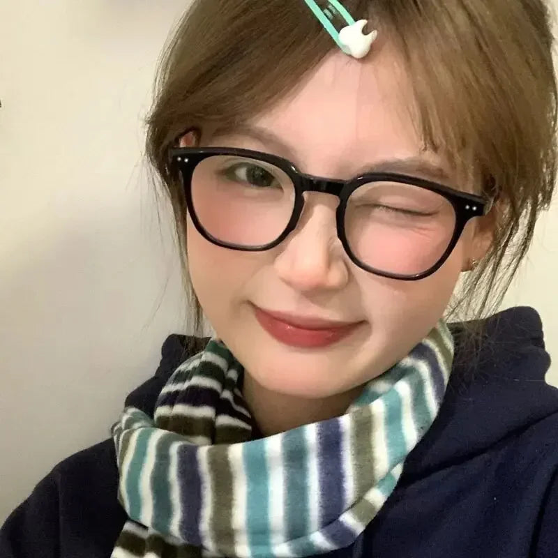 Y2K Vintage Square Frame Eyeglass for Women Korean Red Black Computer Reading Glasses Clear Blue Light Blocking Glasses Eyewears