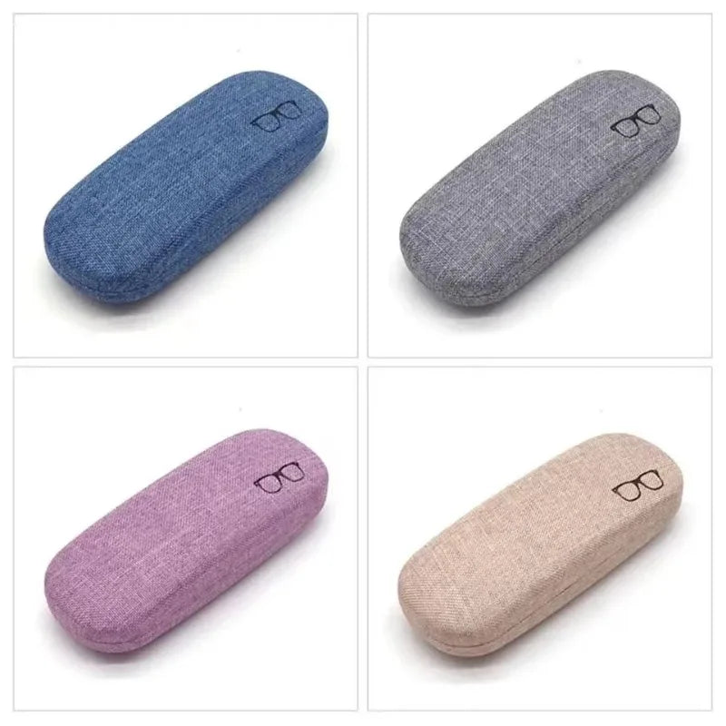 Linen Wrapped Hard Glasses Case - Hard Shell Linen Fabrics Eyewear Cases Cover Protective for Men Women Sunglasses Eyeglasses Glasses Box