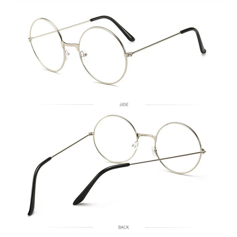 Men And Women Retro Round Blue Light Computer Mirror Reading Playing Games Eye Protection Decorative Glasses