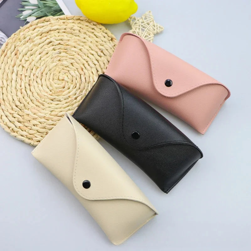 Leather Glasses Box Solid Color - High-end Leather Sunglasses Glasses Pressure Resistant Sunglasses Boxs Glasses Bags