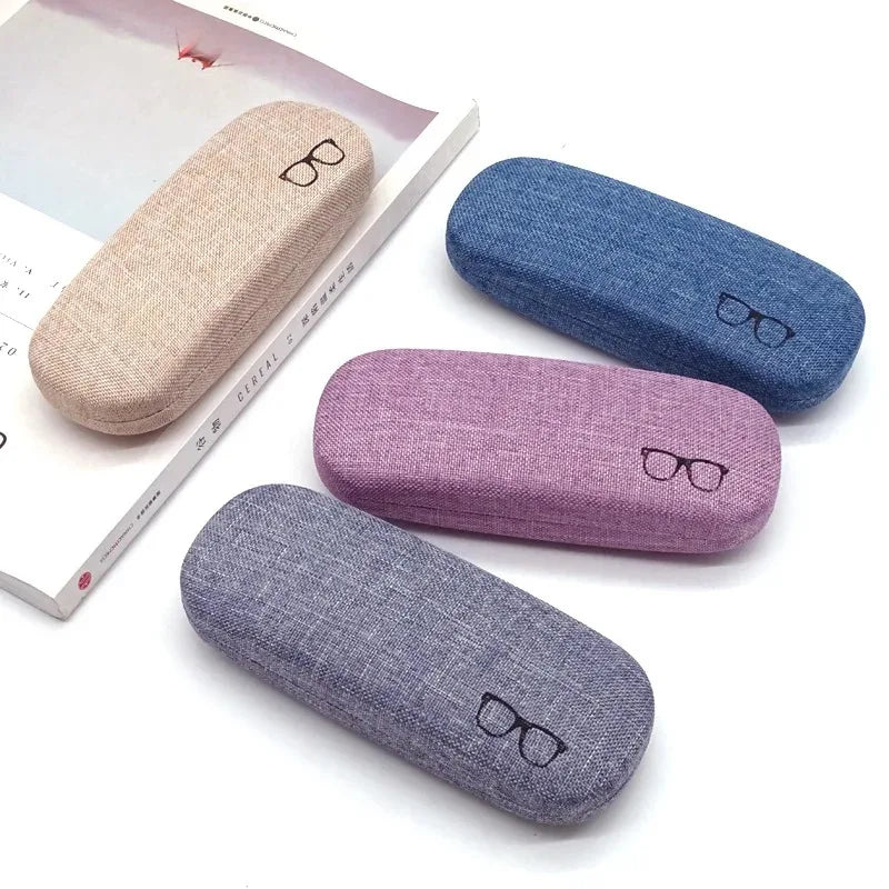 Linen Wrapped Hard Glasses Case - Hard Shell Linen Fabrics Eyewear Cases Cover Protective for Men Women Sunglasses Eyeglasses Glasses Box