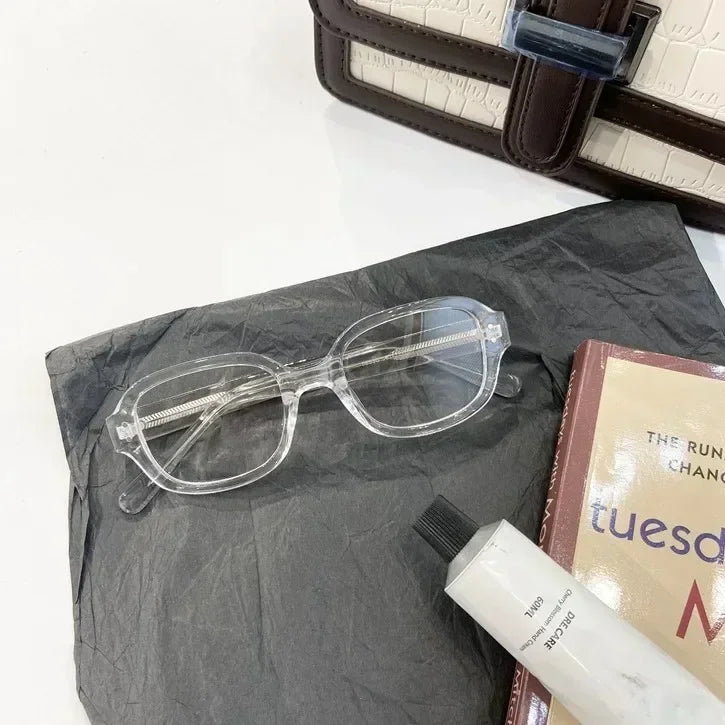 Y2K Vintage Square Frame Eyeglass for Women Korean Red Black Computer Reading Glasses Clear Blue Light Blocking Glasses Eyewears