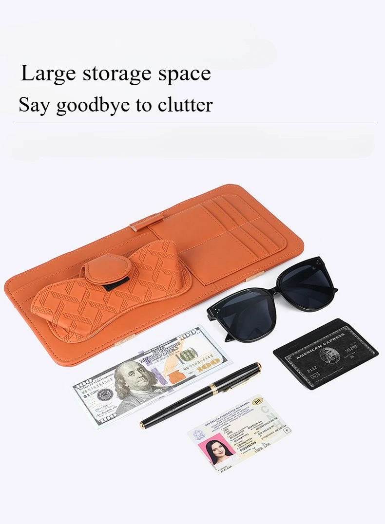 Car Sunshade Multi-Storage for Sunglasses, Car Glasses, Cards and General Organizer