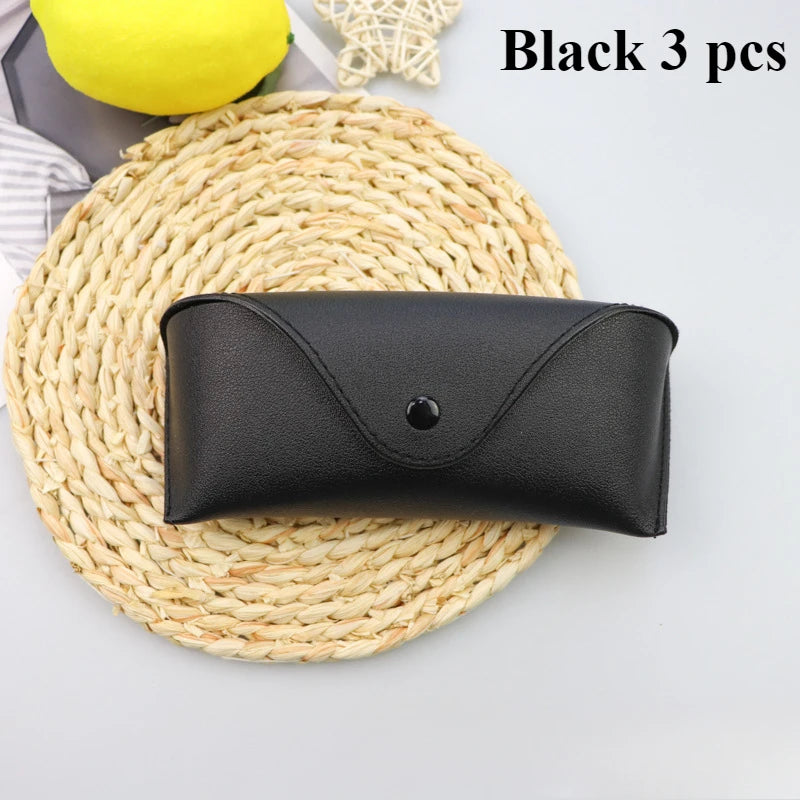 Leather Glasses Box Solid Color - High-end Leather Sunglasses Glasses Pressure Resistant Sunglasses Boxs Glasses Bags