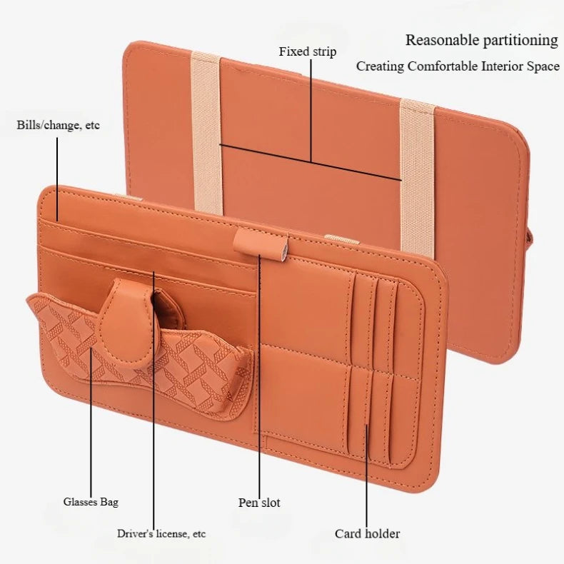 Car Sunshade Multi-Storage for Sunglasses, Car Glasses, Cards and General Organizer