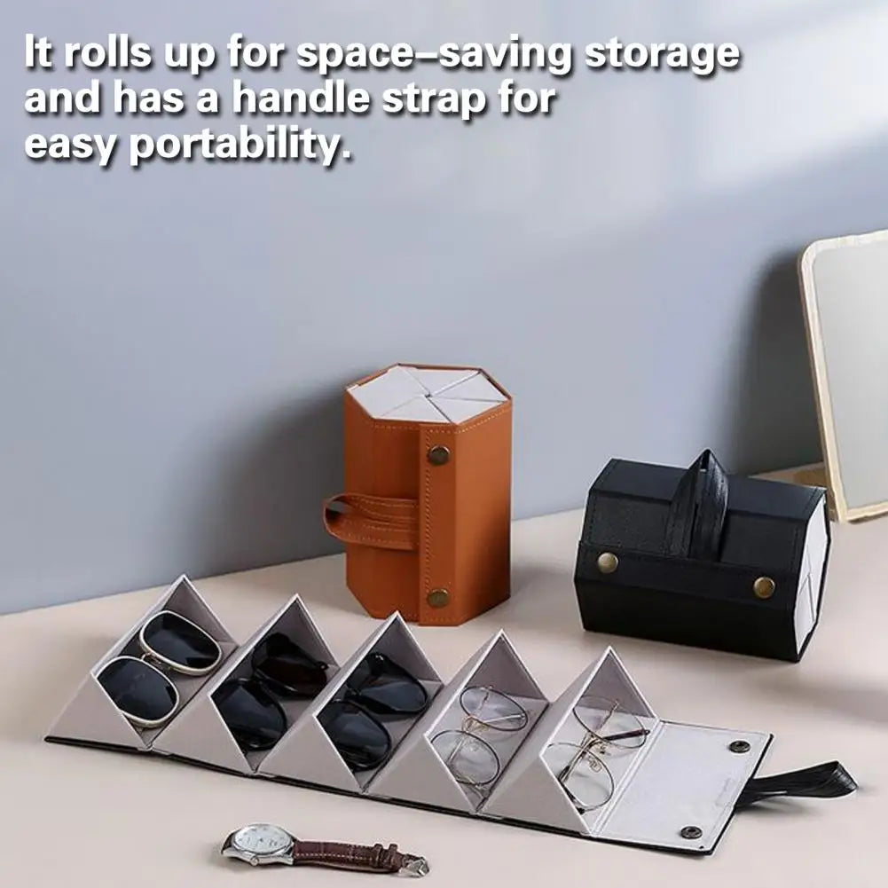 Eyewear Storage Box with Metal Snaps - Multiple Compartments Solid Color Design Sunglasses Jewelry Organizer Storage Case