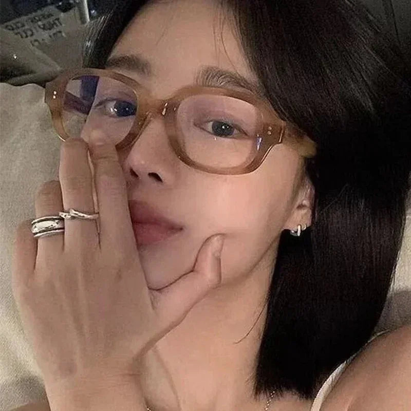 Y2K Vintage Square Frame Eyeglass for Women Korean Red Black Computer Reading Glasses Clear Blue Light Blocking Glasses Eyewears