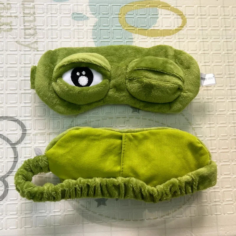 3D Sad Frog Sleep Mask for Travel, Soft Natural Eye Patch Men Women, Lightweight Portable Blindfold Blackout Comfortable