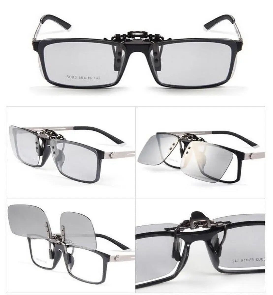 Photochromic Polarised Clip-On Flip-up Sunglasses