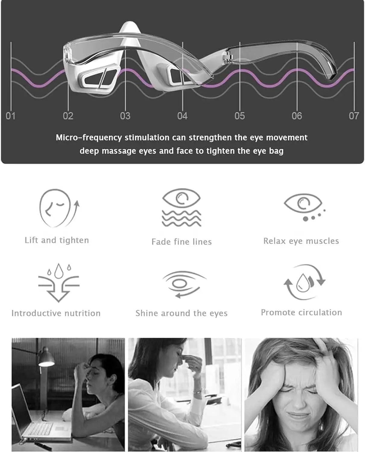 Undereye EMS Redlight - Eye Massage Instrument Beauty Device Dark Circles Anti-eye Wrinkles Essence Introducer Eye Beauty Device