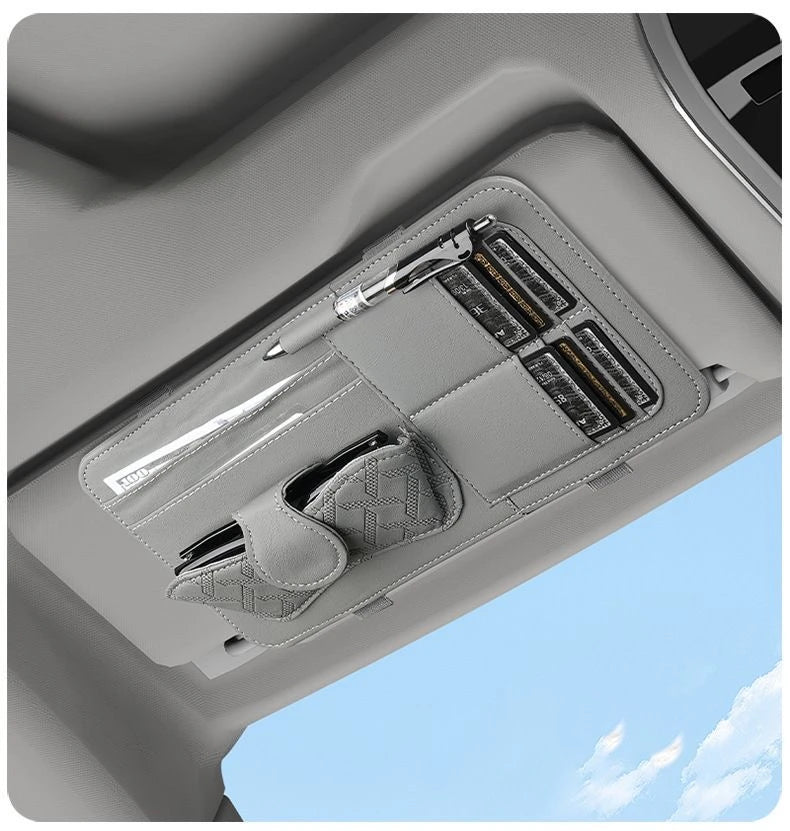 Car Sunshade Multi-Storage for Sunglasses, Car Glasses, Cards and General Organizer