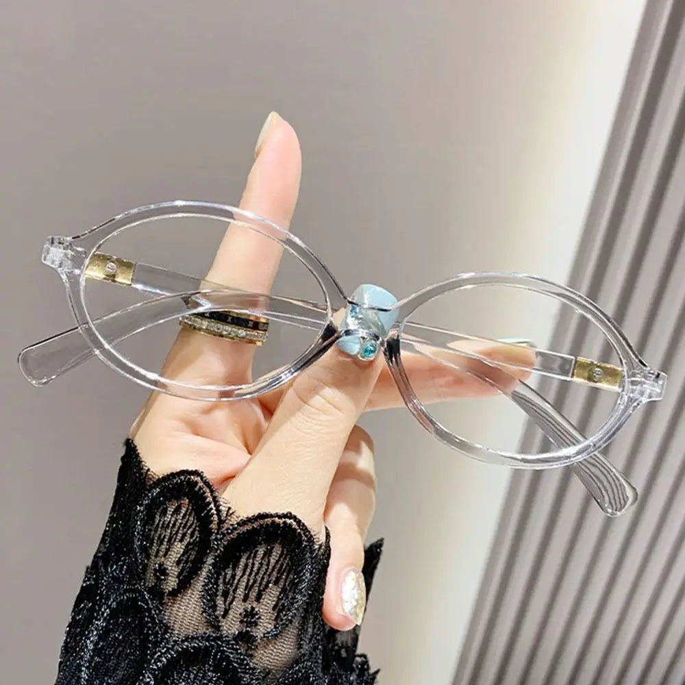 Y2K Retro Oval Frame Glasses Women Female Sweet Cool Eyewear Trend Reading Computer Anti Blue Light Eyeglasses