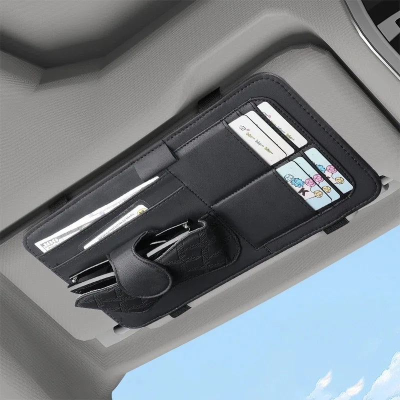 Car Sunshade Multi-Storage for Sunglasses, Car Glasses, Cards and General Organizer